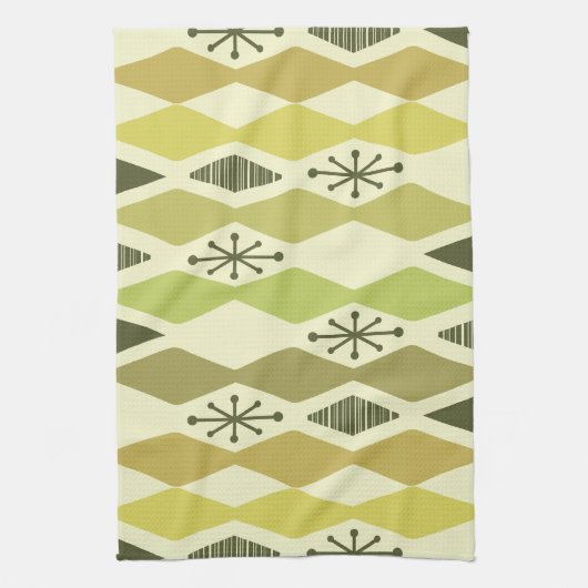 Atomic Age geometrische chartreuse Theedoek (Verticaal)