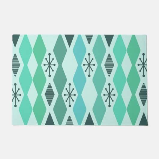 Atomic Age geometrische turquoise Deurmat (Voorkant)