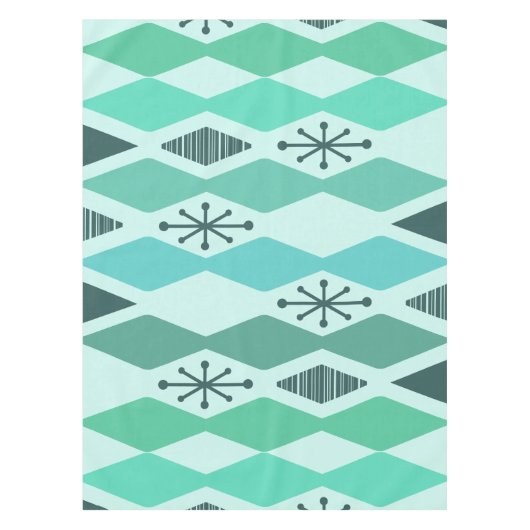 Atomic Age geometrische turquoise Tafelkleed (Voorkant)