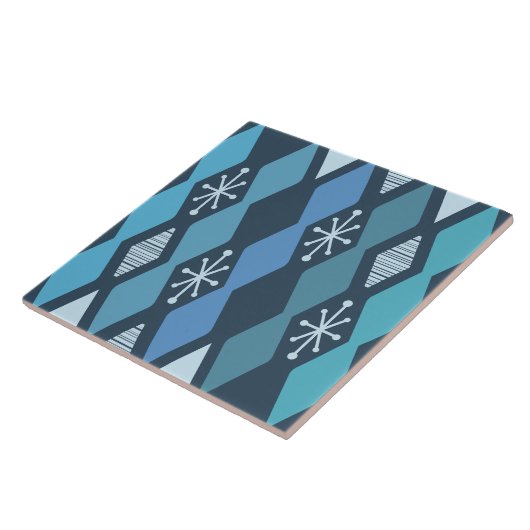 Atomic Age MCM Columns Blauwgroen Blauw Tegeltje (Zijkant)