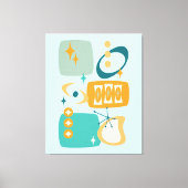 Atomic Age Mid Century Abstract Aqua Sinaasappel Canvas Afdruk (Voorkant)