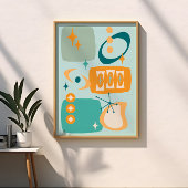 Atomic Age Mid Century Abstract Aqua Sinaasappel Poster