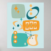 Atomic Age Mid Century Abstract Aqua Sinaasappel Poster (Voorkant)