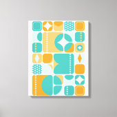 Atomic Age Mid Century Abstract Blauwgroen, Aqua, Canvas Afdruk (Voorkant)