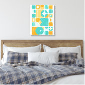 Atomic Age Mid Century Abstract Blauwgroen, Aqua, Canvas Afdruk (Insitu (Slaapkamer))