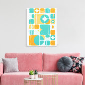 Atomic Age Mid Century Abstract Blauwgroen, Aqua, Canvas Afdruk (Insitu (Woonkamer))