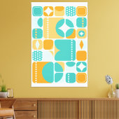 Atomic Age Mid Century Abstract Blauwgroen, Aqua, Canvas Afdruk (Insitu (Woonkamer))