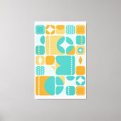 Atomic Age Mid Century Abstract Blauwgroen, Aqua, Canvas Afdruk (Voorkant)