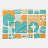 Atomic Age Mid Century Abstract Blauwgroen, Aqua, Theedoek (Horizontaal)