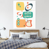 Atomic Age Mid Century Abstract Blauwgroen Sinaasa Canvas Afdruk (Insitu (Slaapkamer))