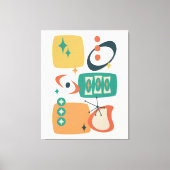 Atomic Age Mid Century Abstract Blauwgroen Sinaasa Canvas Afdruk (Voorkant)