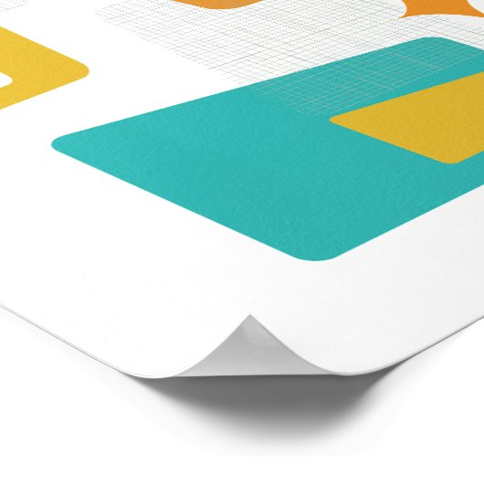 Atomic Age Mid Century Modern Blocks Blauwgroen Poster (Hoek)