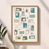 Atomic Age Mid Century Modern Blocks Groen Blauwgr Poster