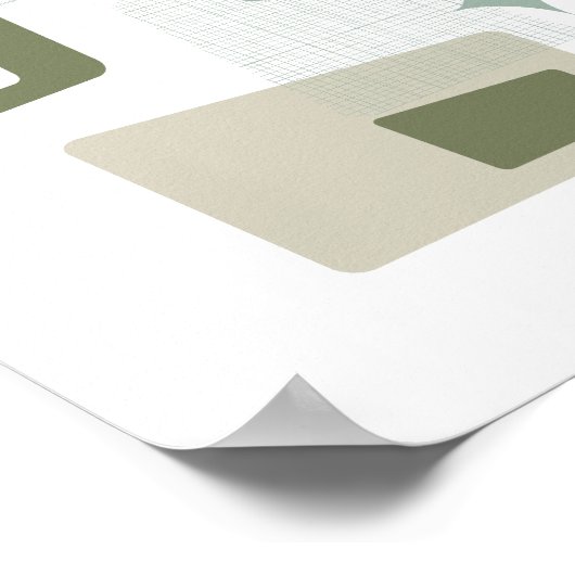 Atomic Age Mid Century Modern Blocks Groen Blauwgr Poster (Hoek)