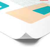 Atomic Age Mid Century Moderne Blokken Blauwe Perz Poster (Hoek)