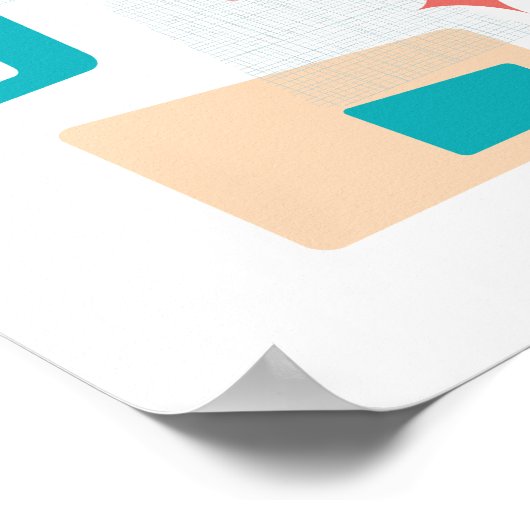 Atomic Age Mid Century Moderne Blokken Blauwe Perz Poster (Hoek)