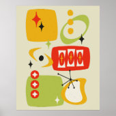 Atomic Age Mid Century Rood Geel Groen Abstract Poster (Voorkant)