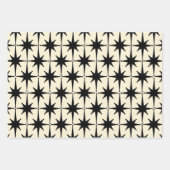 Atomic Age Mid Century Starbursts Zwart & Cream Inpakpapier Vel (Voorkant 3)