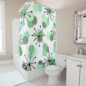 Atomic Age Molecules Mint Green Douchegordijn (In situ)