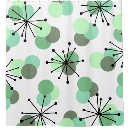 Atomic Age Molecules Mint Green Douchegordijn (Voorkant)