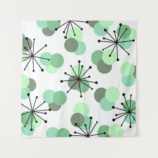 Atomic Age Molecules Mint Green Wandkleed (Voorkant (horizontaal))