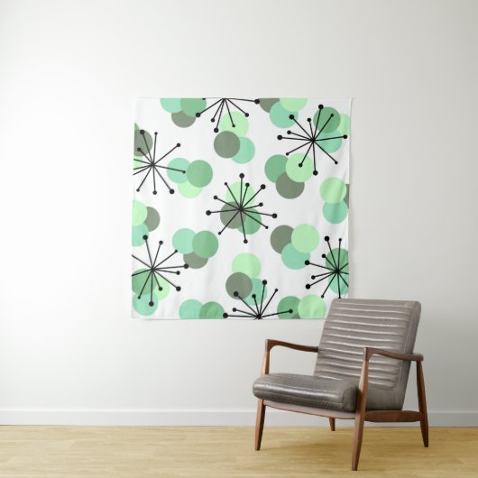 Atomic Age Molecules Mint Green Wandkleed (In Situ (horizontaal))