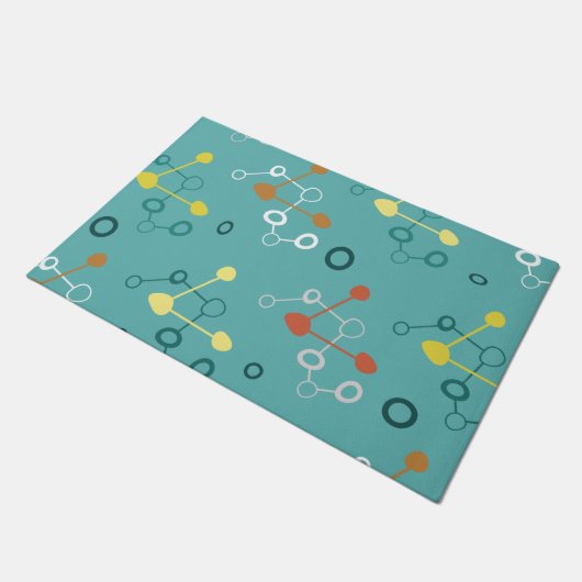 Atomic Age Pattern Turquoise Deurmat (Schuin)