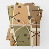 Atomic Age Pop Art Brown Inpakpapier Vel (In situ)