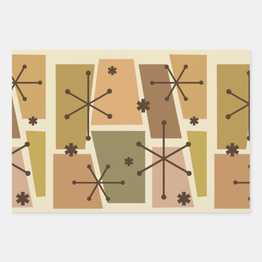 Atomic Age Pop Art Brown Inpakpapier Vel (Voorkant)