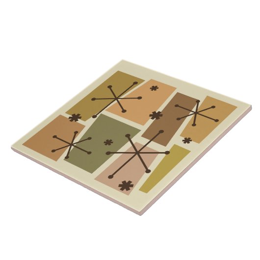 Atomic Age Pop Art Brown Tegeltje (Zijkant)