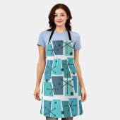 Atomic Age Pop Art Turquoise Schort (Gedragen)