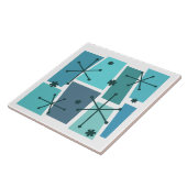Atomic Age Pop Art Turquoise Tegeltje (Zijkant)