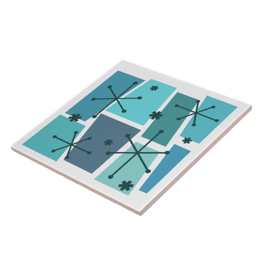 Atomic Age Pop Art Turquoise Tegeltje (Zijkant)