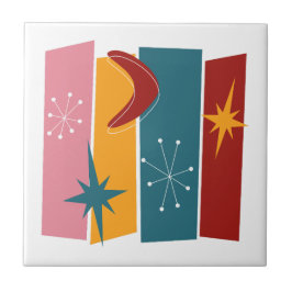 Atomic Age Rechthoeken Boomerang Starburst Mid Mod Tegeltje