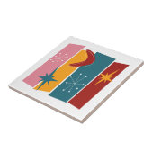 Atomic Age Rechthoeken Boomerang Starburst Mid Mod Tegeltje (Zijkant)