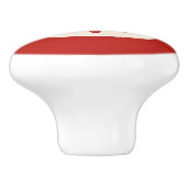 Atomic Age Retro 50s Mid Century Red en Cream Keramische Knop (Zijkant)