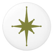 Atomic Age Retro 50s Starburst Single in Olive Keramische Knop (Voorkant)