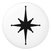 Atomic Age Retro 50s Starburst Single in zwart Keramische Knop (Voorkant)