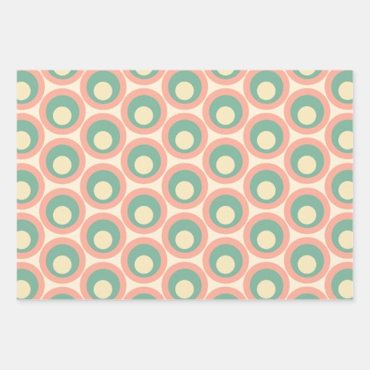 Atomic Age Retro Patronen Blush Pink en Blauwgroen Inpakpapier Vel (Voorkant 3)