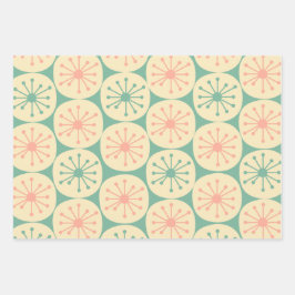 Atomic Age Retro Patronen Blush Pink en Blauwgroen Inpakpapier Vel