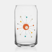 Atomic Age Rood Geel Blauwgroen Starburst Midden E Blikvorm Glas (Voorkant)