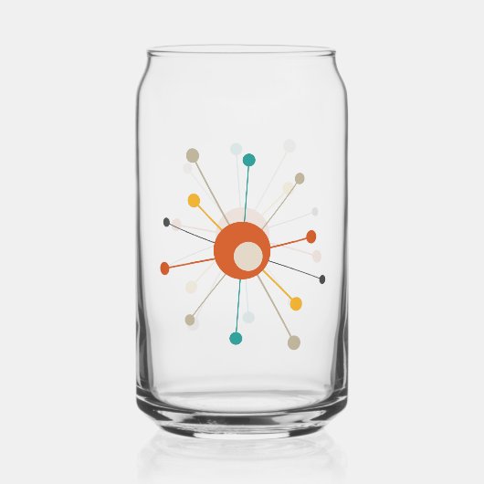 Atomic Age Rood Geel Blauwgroen Starburst Midden E Blikvorm Glas (Achterkant)