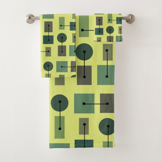 Atomic Age Simple Shapes Chartreuse Bad Handdoek (Insitu)
