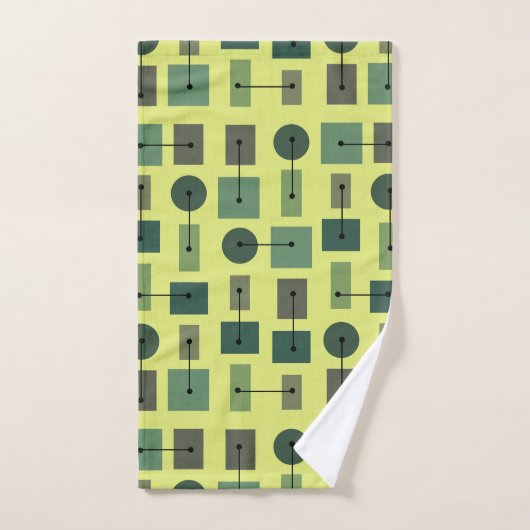 Atomic Age Simple Shapes Chartreuse Bad Handdoek (Handdoek)