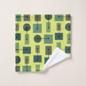 Atomic Age Simple Shapes Chartreuse Bad Handdoek (Wasdoekje)