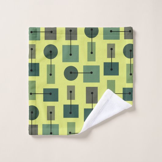 Atomic Age Simple Shapes Chartreuse Bad Handdoek (Wasdoekje)