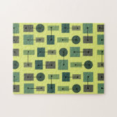Atomic Age Simple Shapes Chartreuse Legpuzzel (Horizontaal)