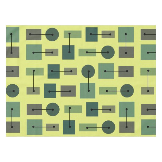 Atomic Age Simple Shapes Chartreuse Tafelkleed (Voorkant (Horizontaal))