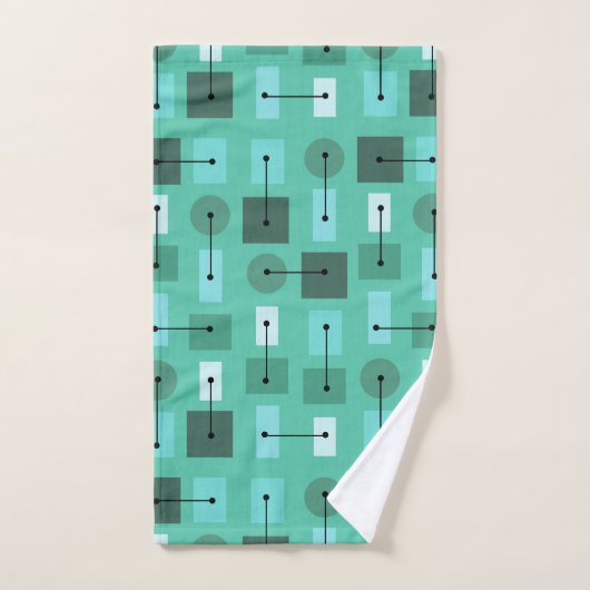 Atomic Age Simple Shapes Turquoise Bad Handdoek (Handdoek)
