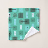 Atomic Age Simple Shapes Turquoise Bad Handdoek (Wasdoekje)